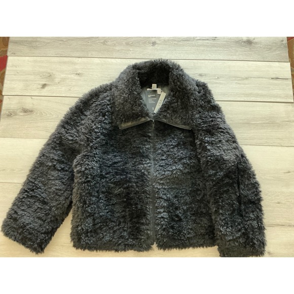 Victoria Secret Cozy Faux Shearling Jacket Black Zipper Closure XL New W/ Tags - Picture 7 of 7